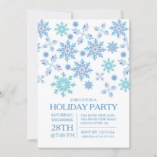 Modern Winter Blue Snowflakes Holiday Kaart