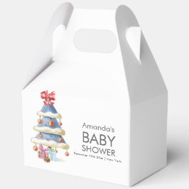 Modern Winter Bow Christmas Tree Baby Shower  Bedankdoosjes