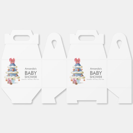 Modern Winter Bow Christmas Tree Baby Shower Bedankdoosjes (Ongevouwen)