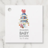 Modern Winter Bow Christmas Tree Baby Shower  Bedankjes Labels (Voorkant)