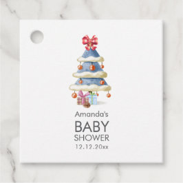 Modern Winter Bow Christmas Tree Baby Shower  Bedankjes Labels