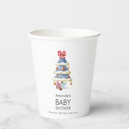 Modern Winter Bow Christmas Tree Baby Shower  Papieren Bekers