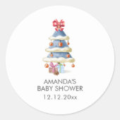 Modern Winter Bow Christmas Tree Baby Shower  Ronde Sticker (Voorkant)