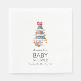 Modern Winter Bow Christmas Tree Baby Shower  Servet