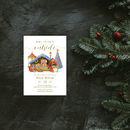 Modern Winter Farmer Market Teddy Bear Baby Shower Kaart