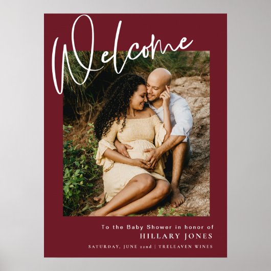 Modern Winter Feestelijk Bourgondië Baby shower We Poster (Voorkant)