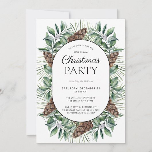 Modern Winter Fir Cone-kerstfeest uitnodiging (Voorkant)