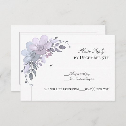 Modern Winter Floral Kaart (Voorkant / Achterkant)