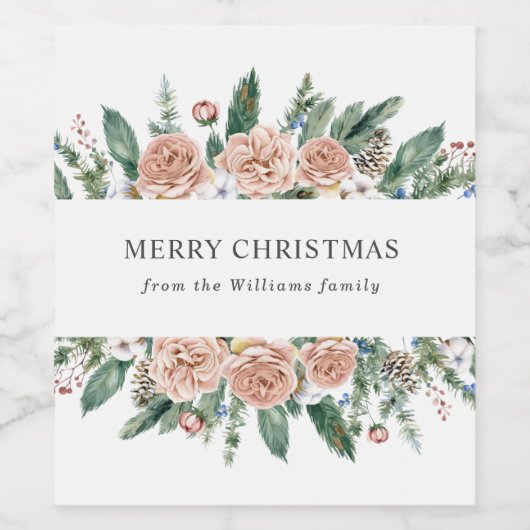 modern winter florale kerst - etiket (Enkel label)