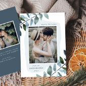 Modern Winter Foliage Photo Holiday Kaart