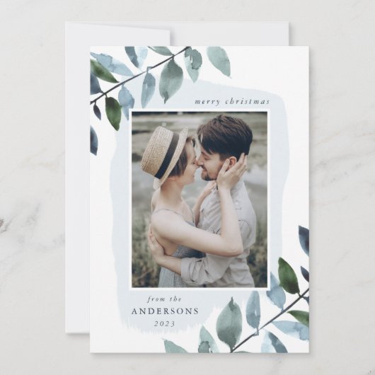 Modern Winter Foliage Photo Holiday Kaart (Voorkant)