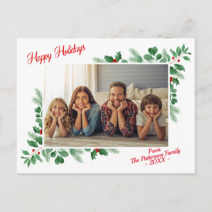 Modern Winter Foliage Prettige feestdagen Foto Briefkaart