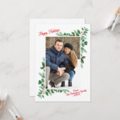 Modern Winter Foliage Prettige feestdagen Foto Kaart (Voorkant / Achterkant in situ)