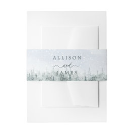 Modern Winter Forest Wedding Belly Band Uitnodigingen Wikkel