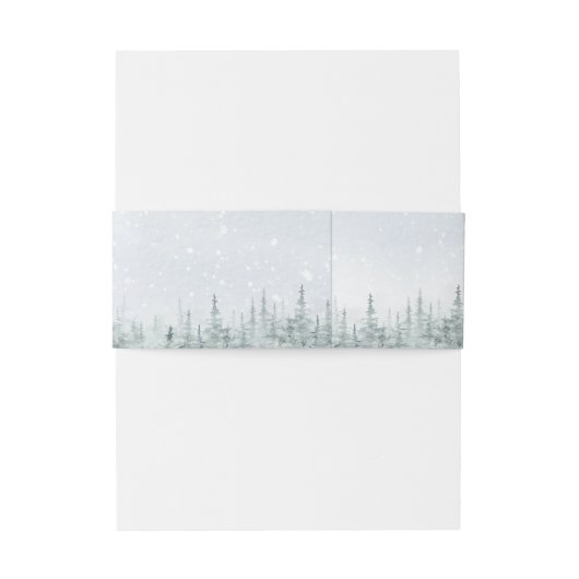 Modern Winter Forest Wedding Belly Band Uitnodigingen Wikkel (Achterkant Voorbeeld)