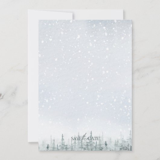 Modern Winter Forest Wedding Kaart (Achterkant)