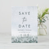 Modern Winter Forest Wedding Save the Date (Staand voorkant)