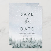 Modern Winter Forest Wedding Save the Date (Voorkant / Achterkant)