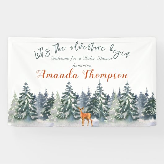 Modern Winter Forest Woodland Animals Adventure Spandoek (Horizontaal)