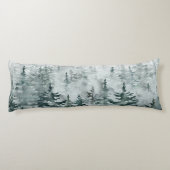 Modern Winter Green Pine Forest Family Monogram Lichaamskussen (Achterkant)