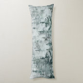 Modern Winter Green Pine Forest Family Monogram Lichaamskussen (Achterkant (Verticaal))