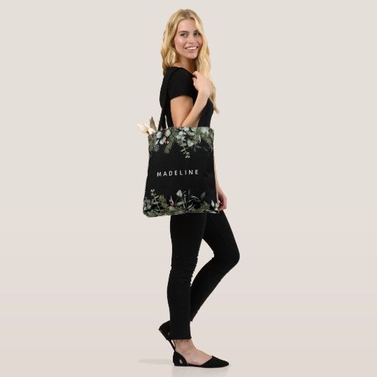 Modern Winter Greenery Personalized Tote Bag (Op model)