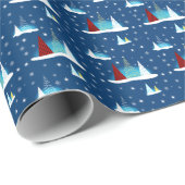 Modern Winter Happy Holiday Trees Patroon Cadeaupapier (Rol Hoek)