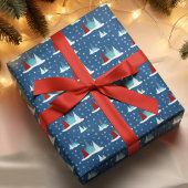 Modern Winter Happy Holiday Trees Patroon Cadeaupapier