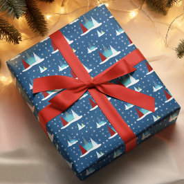 Modern Winter Happy Holiday Trees Patroon Cadeaupapier