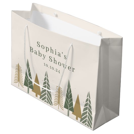 Modern Winter Kerst Baby shower Groot Cadeauzakje (Voorkant Gekanteld)