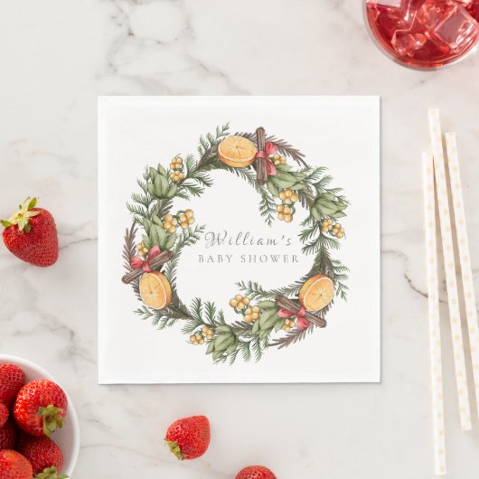 Modern Winter Kerst Krans Baby shower Servet (Insitu)