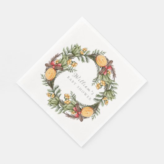 Modern Winter Kerst Krans Baby shower Servet (Hoek)