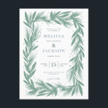 Modern Winter Krans Lijst Bruiloft Groen Briefkaart<br><div class="desc">Moderne winterkrans Lijst bruiloft wintergroen</div>