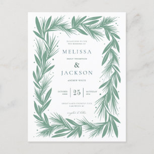 Modern Winter Krans Lijst Bruiloft Groen Briefkaart