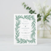 Modern Winter Krans Lijst Bruiloft Groen Briefkaart (Staand voorkant)