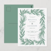 Modern Winter Krans Lijst Bruiloft Groen Briefkaart (Voorkant / Achterkant)