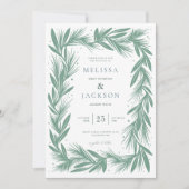 Modern Winter Krans Lijst Bruiloft Groen Kaart (Voorkant)