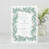 Modern Winter Krans Lijst Bruiloft Groen Kaart (Staand voorkant)