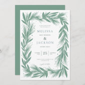 Modern Winter Krans Lijst Bruiloft Groen Kaart (Voorkant / Achterkant)