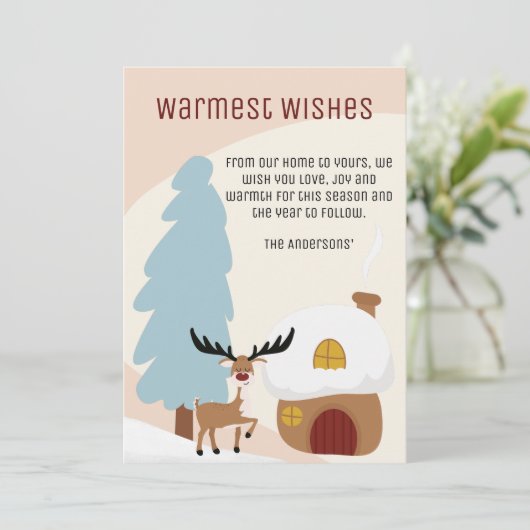 Modern Winter Moose Scandi Japandi Kersti Feestdagenkaart (Staand voorkant)