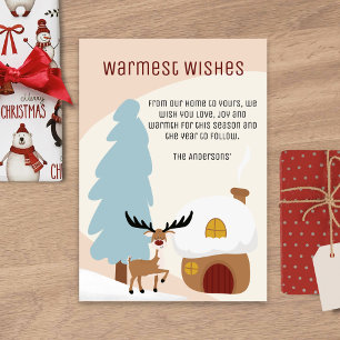 Modern Winter Moose Scandi Japandi Kersti Feestdagenkaart