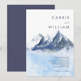 Modern Winter Mountain Pattern Wedding Kaart