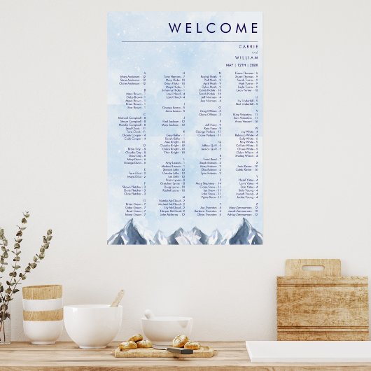 Modern Winter Mountain Pattern Wedding Poster (Keuken)