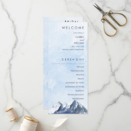 Modern Winter Mountain Pattern Wedding Programmakaart