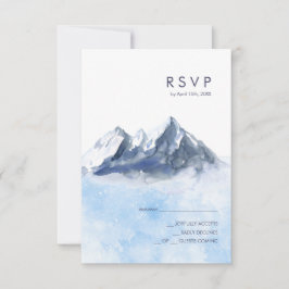Modern Winter Mountain Pattern Wedding RSVP Kaartje