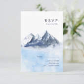 Modern Winter Mountain Pattern Wedding RSVP Kaartje (Staand voorkant)