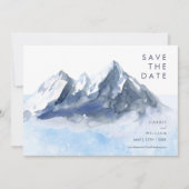 Modern Winter Mountain Pattern Wedding Save The Date (Voorkant)