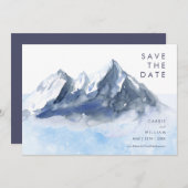 Modern Winter Mountain Pattern Wedding Save The Date (Voorkant / Achterkant)