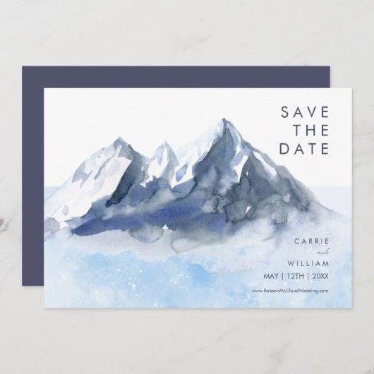 Modern Winter Mountain Pattern Wedding Save The Date (Voorkant / Achterkant)