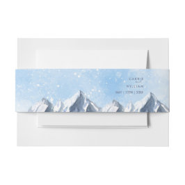 Modern Winter Mountain Pattern Wedding Uitnodigingen Wikkel